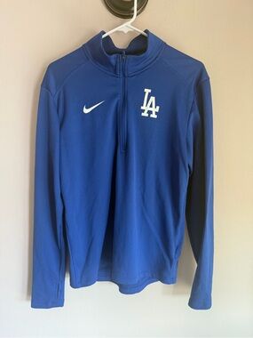Nike MLB Los Angeles Dodgers Dri-FIT Half Zip Pullover Royal Blue Small unisex